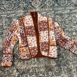 Floral Patchwork Jacket - Brown and White
